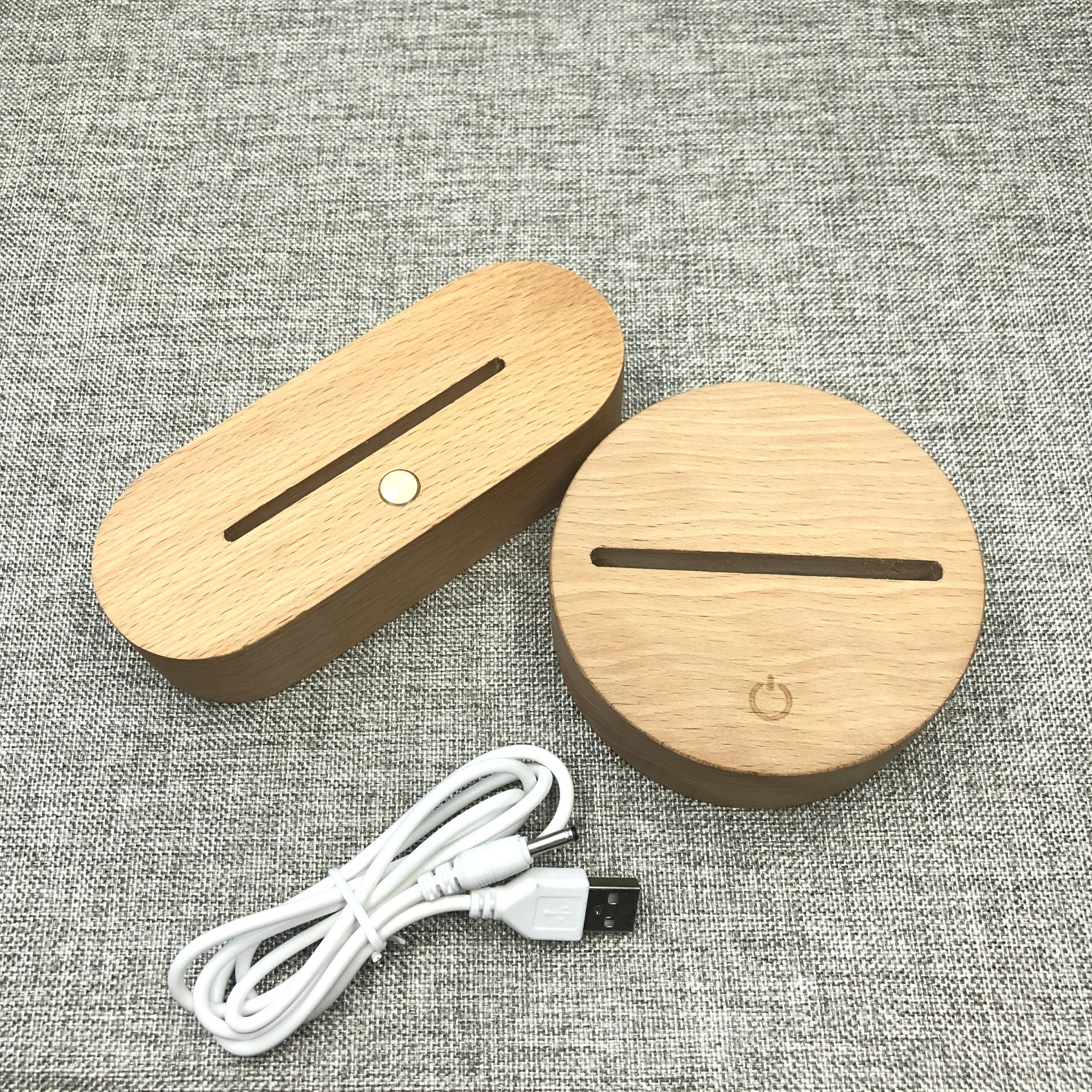 USB деревянная основа для лампы, светодиодный 3D ночник, круглая и овальная деревянная основа для акрила