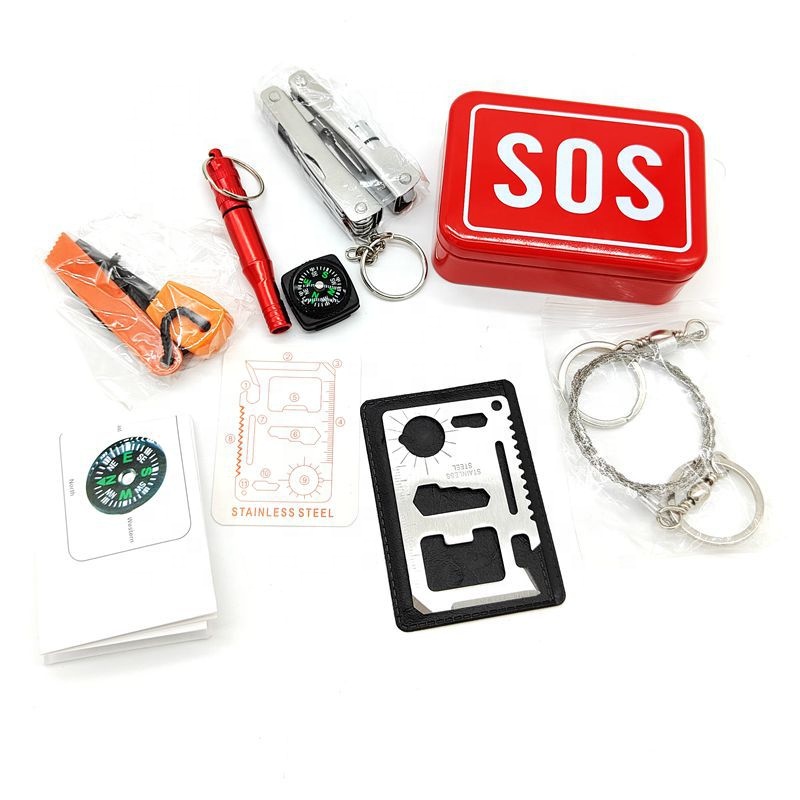 IRONDONKEY 6-piece Outdoor Survival Kit Multifunctional Whistle Compass Emergency SOS Tool Emergency Equipment Set