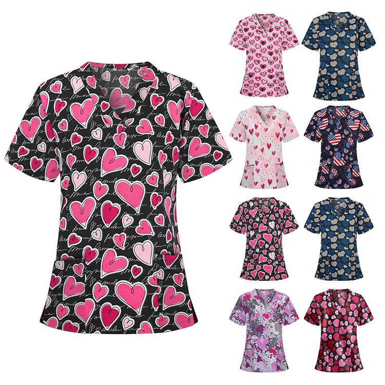 2021 manufacturers bulk female nurse shirt cute medical scrubs top for women