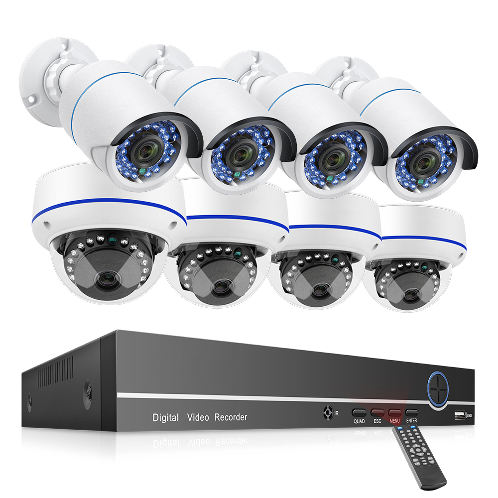 1080P 8-канальный видеорегистратор с поддержкой POE NVR Kit 2,0 мегапиксельная камера для дома и улицы аудио купольная IP камера видеонаблюдения системы