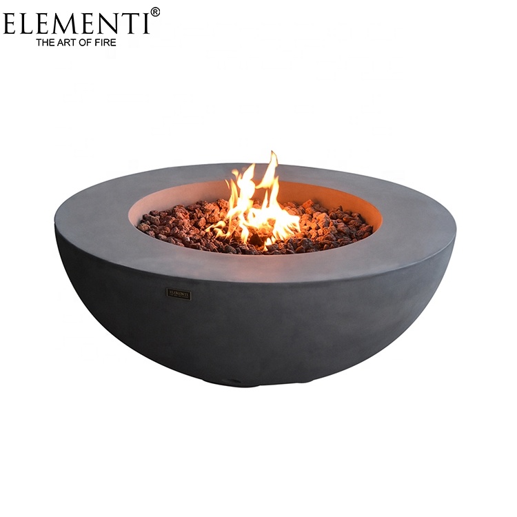 Elementi Modern grey fire pits bowl concrete firepit bowl outdoor backyard gas propane firebowl