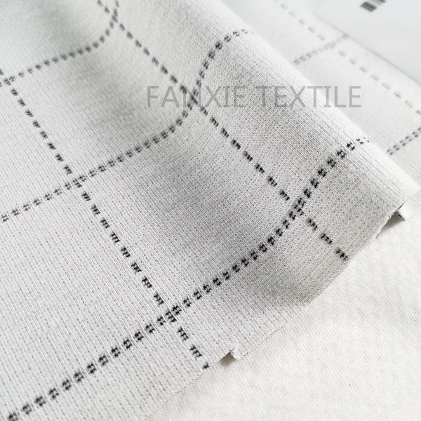 Fan xie textile cheap knit yare dye plaid stretch polyester spandex jacquard fabric for jacket