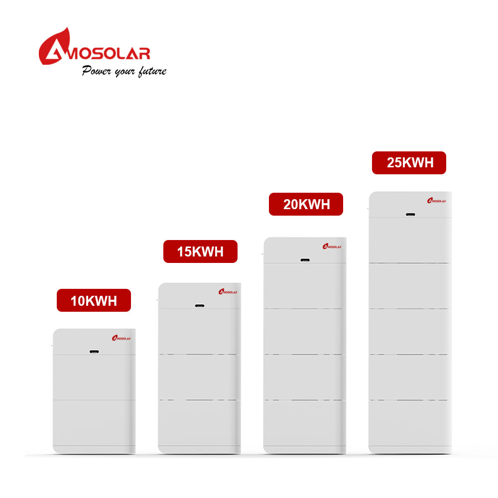 Amosolar 192V 10KWH 25KWH Home Energy Storage Battery Smart BMS High Voltage IP54 Lifepo4 Stackable Lithium Ion System