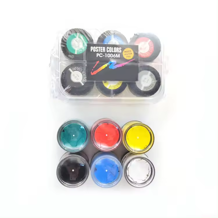 Monami Painting Eco-friendly Poster Color Post Paint Set 10ml Acrylic Paints in Plastic Box Hot Selling Custom Logo Art 6 Colors