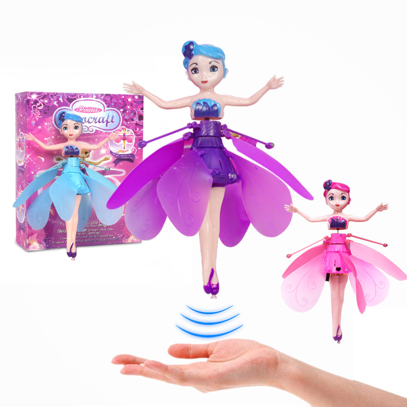 LED Aircraft Toy Little Fairy Girls Dancing Kids Induction Intelligent Levitation Princess Helicopter Doll Toy Promotional