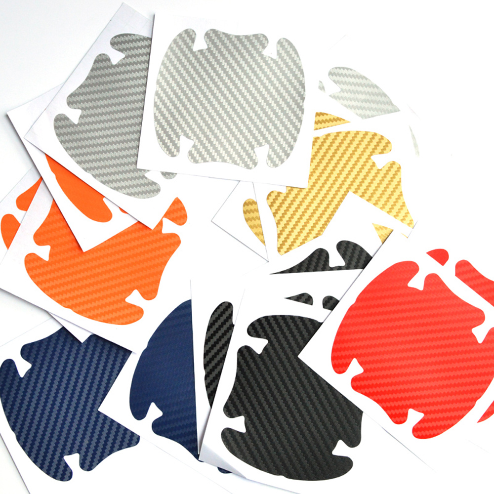 Custom Car Door Handle Protector Bumeper Threshold Carbon Fiber stickers Waterproof Logo 4 Pcs/Set