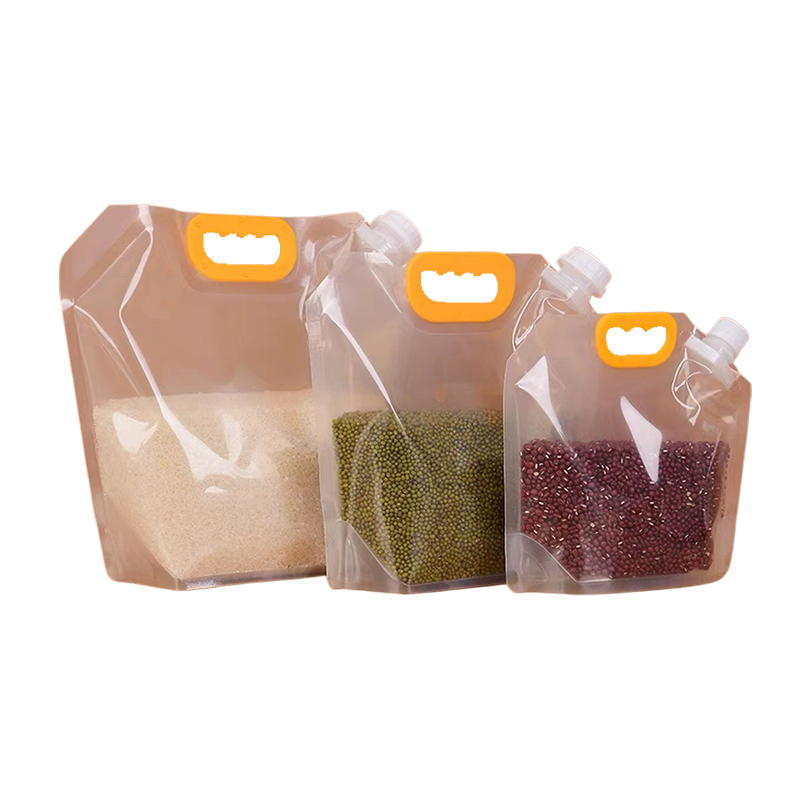 Wholesale 5L Plastic Water Stand up Beer Spout Pouch With Handle Cereal Clear Storage Bags Water Spout Pouch With Plastic Handle