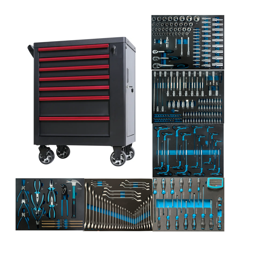 Goldenline Classic Metal 7 Drawers Roller Tool Cabinet ODM Powder Coat Steel Chest for Workshop Use Iron Handle Box