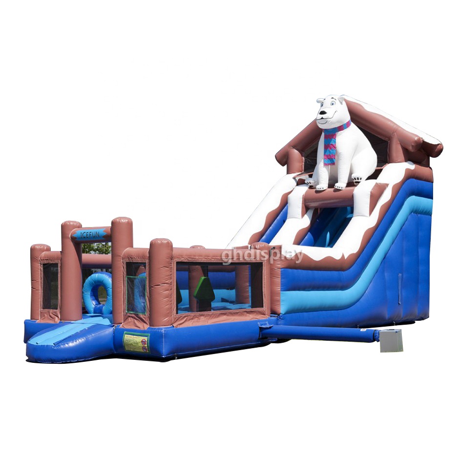 OEM various styles commercial outdoor kid air slide inflatable bouncer castle combo dry slide custom