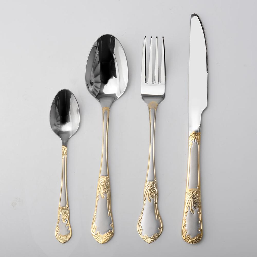Gold Flatware High Quality Mirror Polish Stainless Steel Cutlery Set