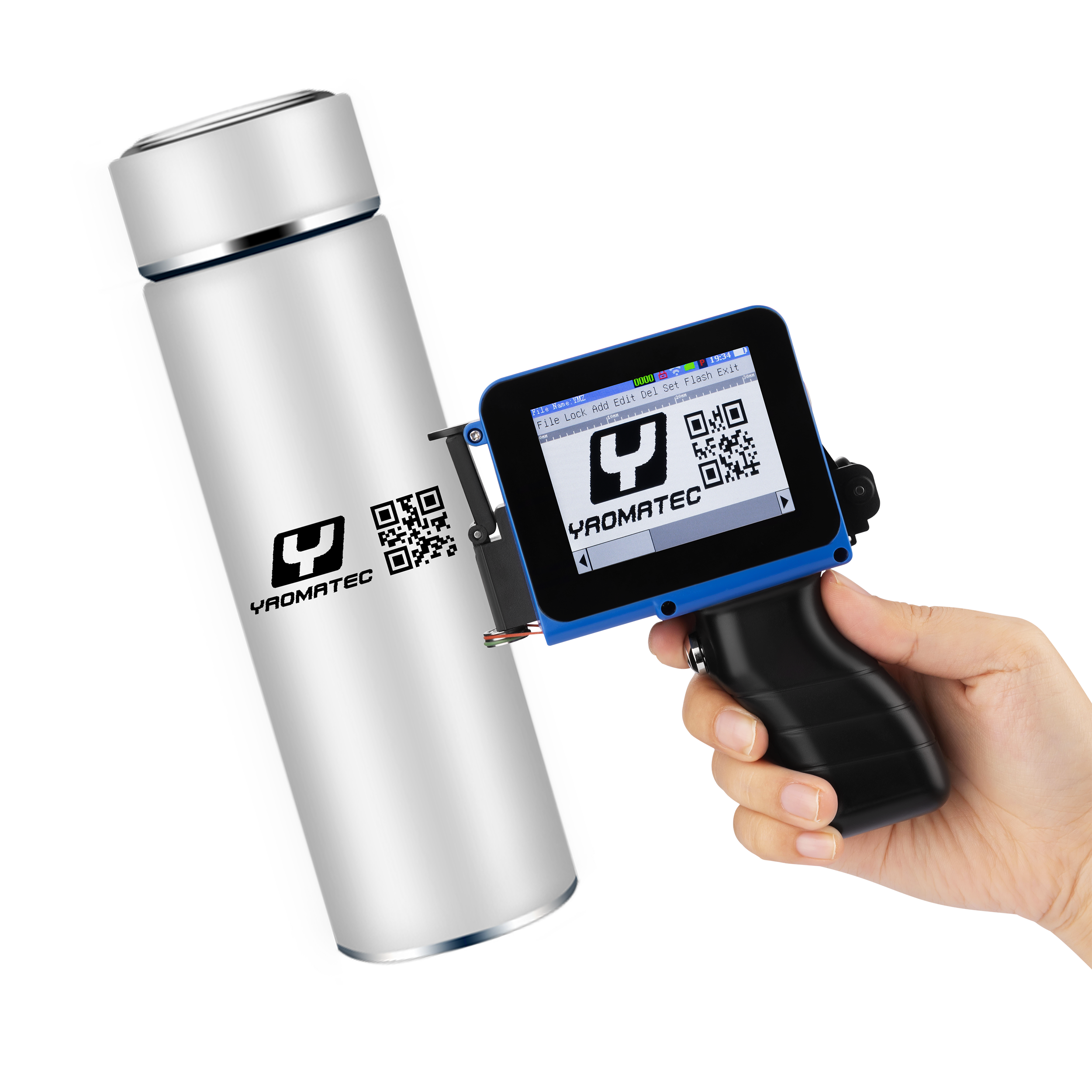 YAOMATEC Mini Printer Handheld Inkjet Printer Hand Held Portable Ink Jet Printer For Box Logo Batch Code Printing