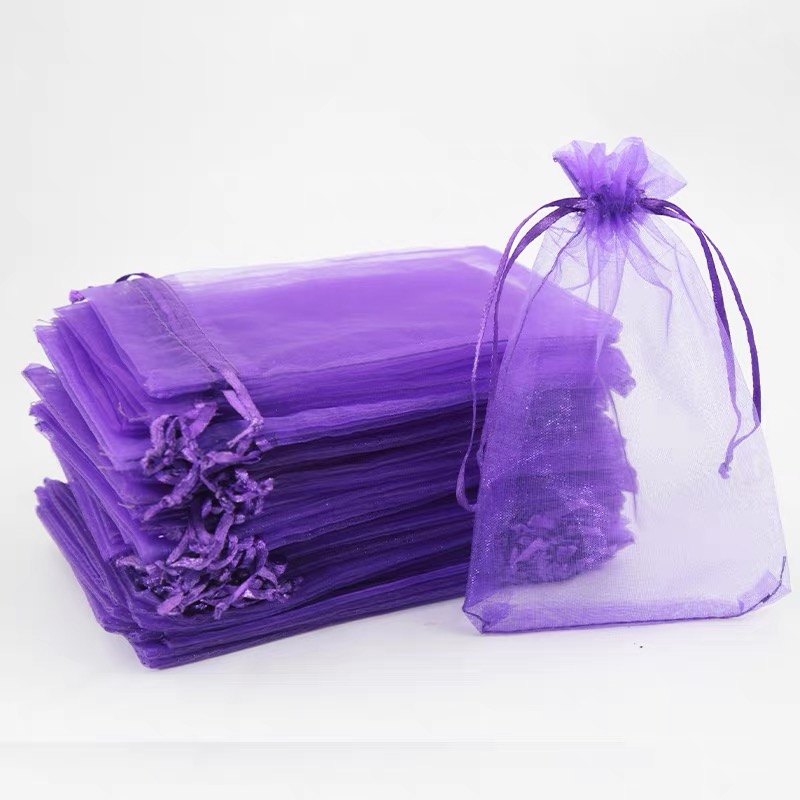 Wedding Favor Organza Pouch Logo Promotional Organza Gift Bag White Printed Large Drawstring Custom Organza Bag Wholesale