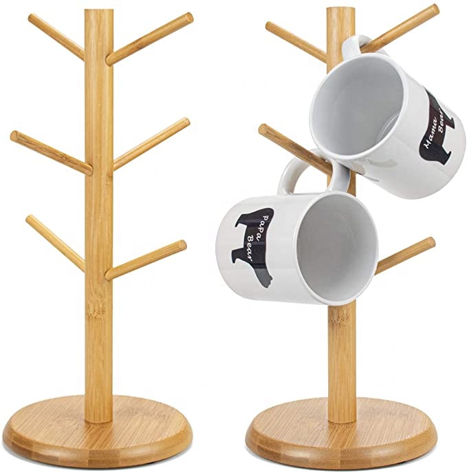 Natural Removable Bamboo Mug Stand Cup Holder Tree Coffee Tea Cup Organizer Hanger Holder