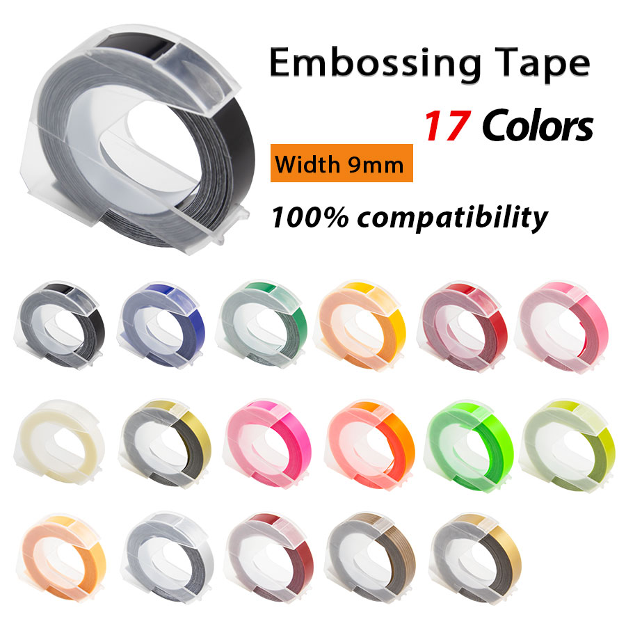 Dropshipping 20 Colors 3D Embossing Tape DIY Tape for Motex E-101 Motex E-202 Motex E-303 L for DYMO Plastic Embossing Tape