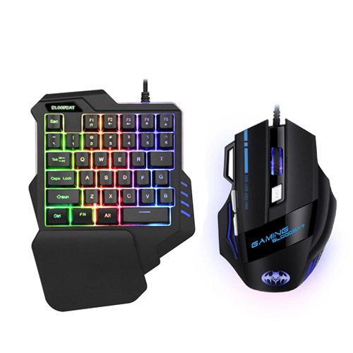 35 key портативные мини USB Проводные клавиатуры с подставкой на запястье набор rgb Светящиеся одной рукой игровая механическая клавиатура мышь комбо