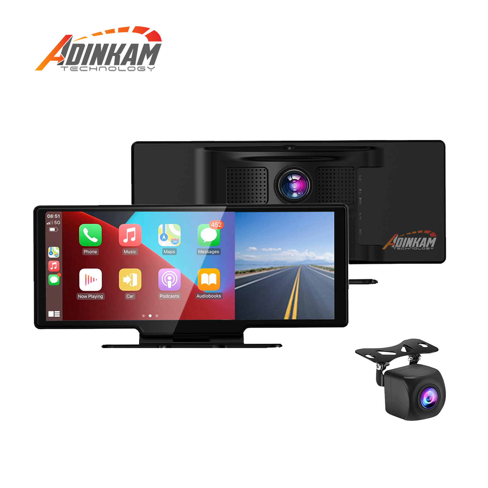 Обновленный! 10,26 "беспроводной Carplay Android Авто приборная панель проводной AUX поддержка 4K видеорегистратор Передняя и задняя камера Портативная стерео