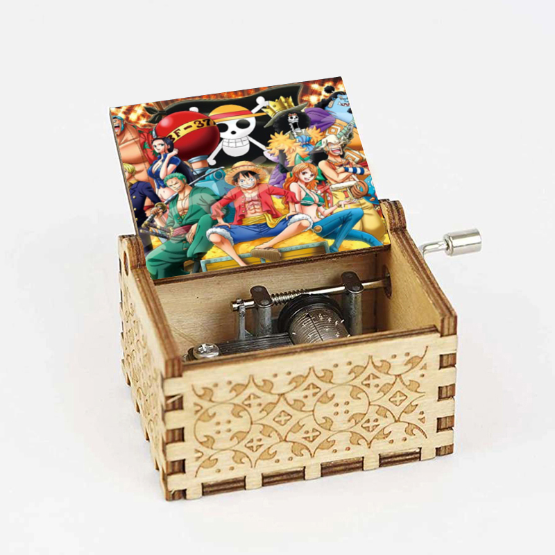 China Factory Lower Price Hot New Luffy Gaming Music Box Anime Nami Zoro Laser Engraved Hand Crank Music Box with Custom Music