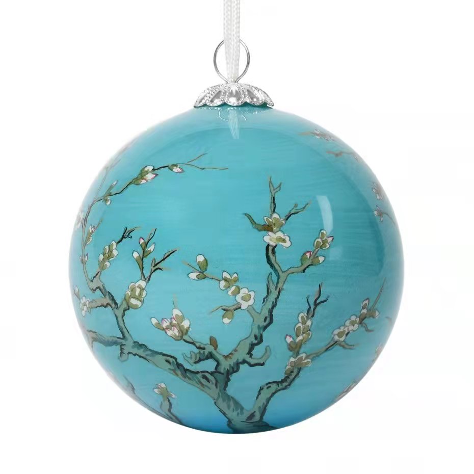 Van Gogh 2021 New Design Amazon Hot Sale Christmas Glass Ball Hand Painted Christmas ball Perfect Holiday decoration