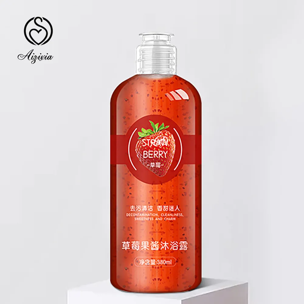 Strawberry shower gel Fresh oil control and mite removal factory direct sales OEM