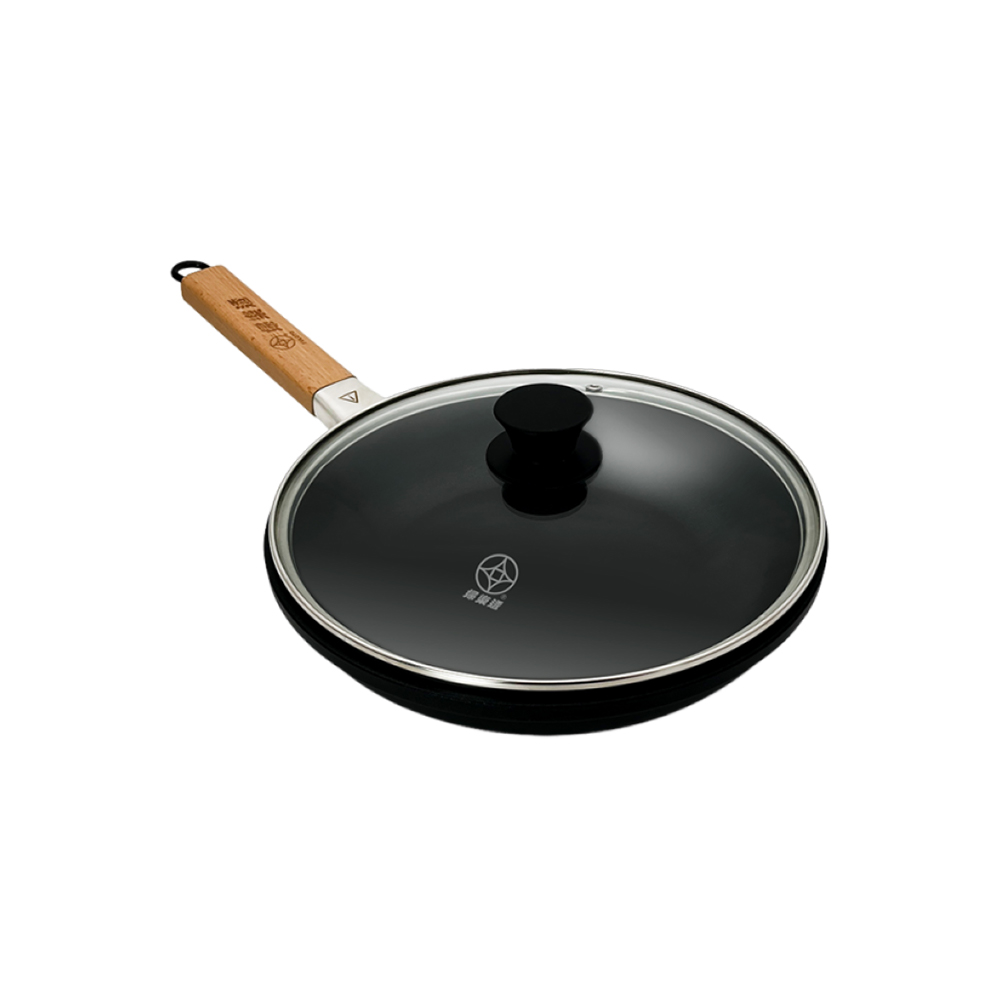 3-4L Wok With Helper Handle Large Wok Stir Fry Pan Flat Bottom With Wood Handle And Lid Wok Pan