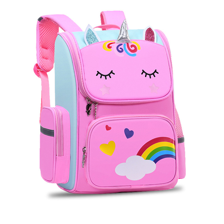 Girl School Bags Child Pink Unicorn Nylon Printing Backpack Kindergarten Student Cute Girls Children's Schoolbag Waterproof Kid
