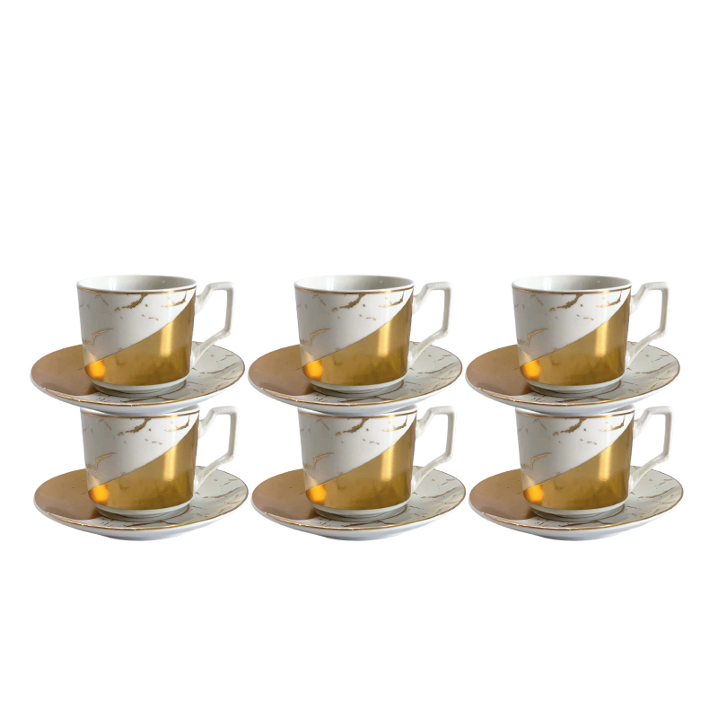 Hot sale ceramic sets nordic cups and saucers 6 sets gift box customized