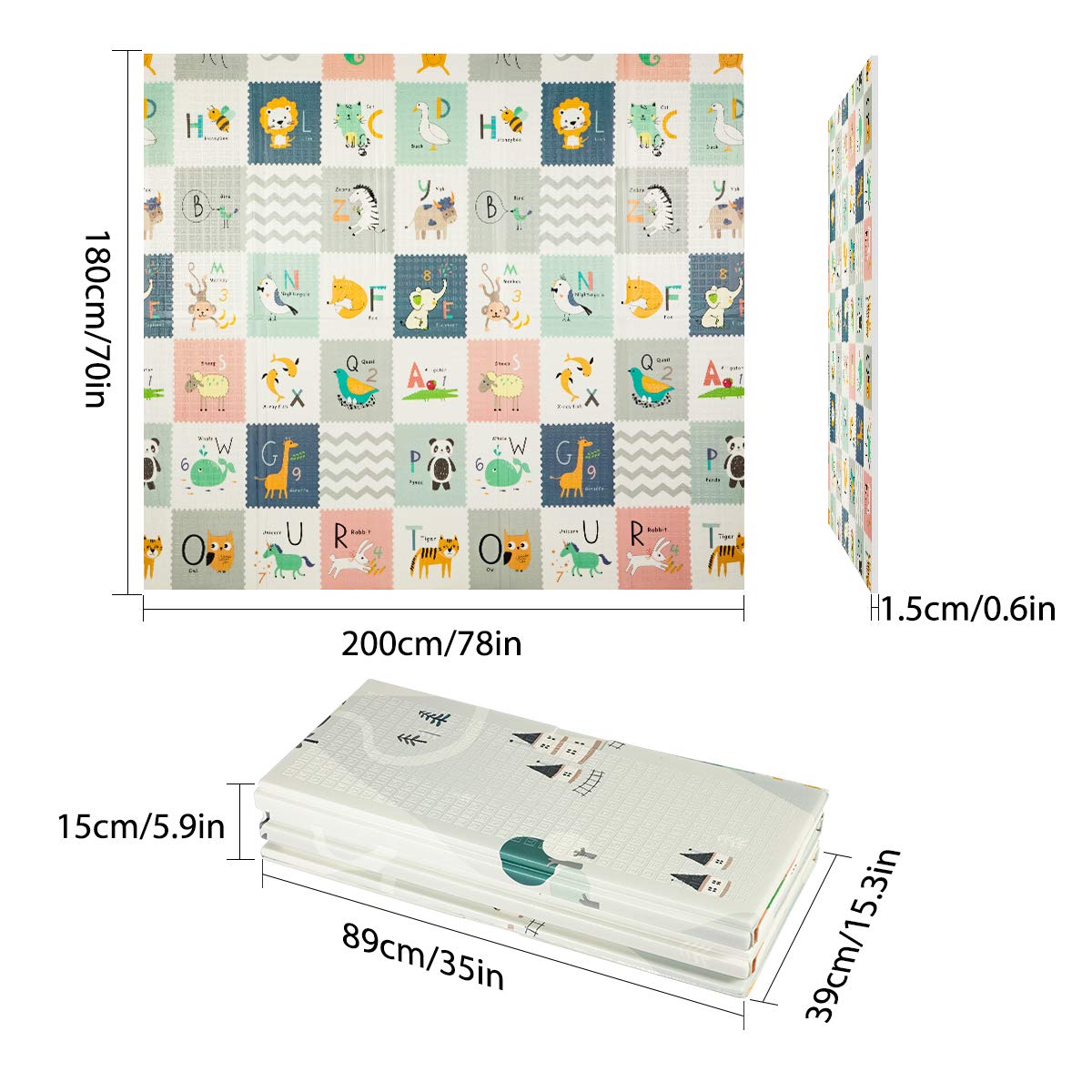 Amazon Baby Play Mat Soft PE Reversible Foldable Baby Play mat For Outdoor Use Colorful Kids Crawling Mat