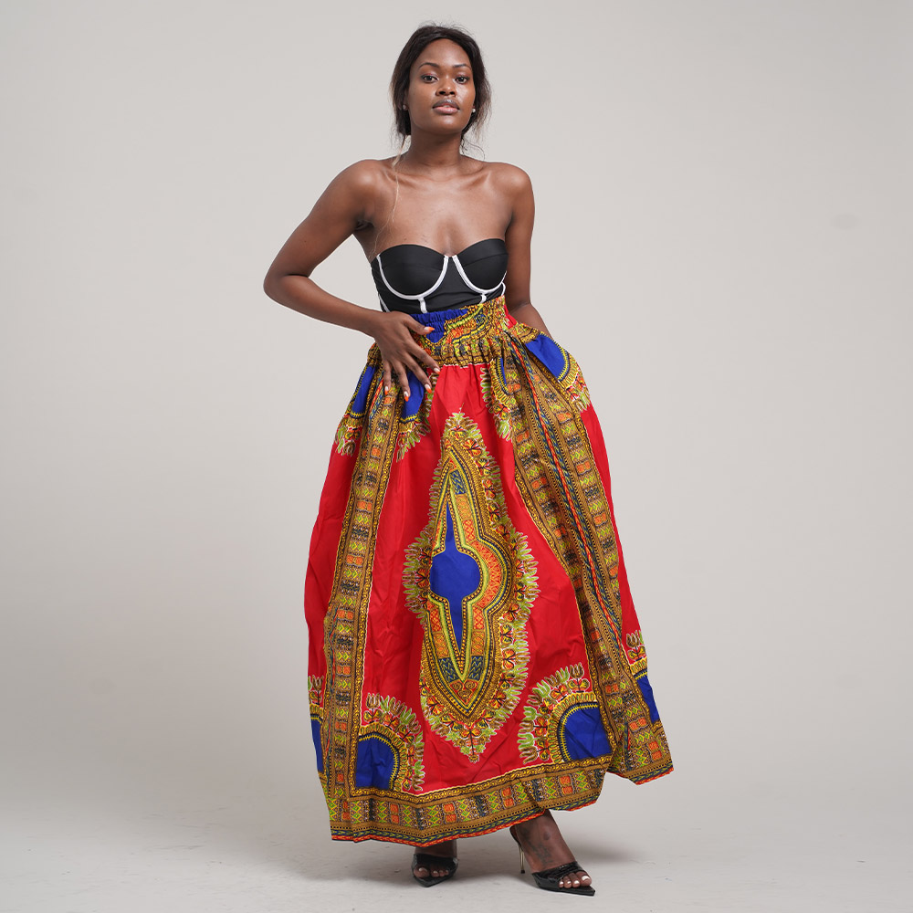 2021 Fashionable Fall Maxi Skirt Ladies Ankara Design Newest Cotton Skirt