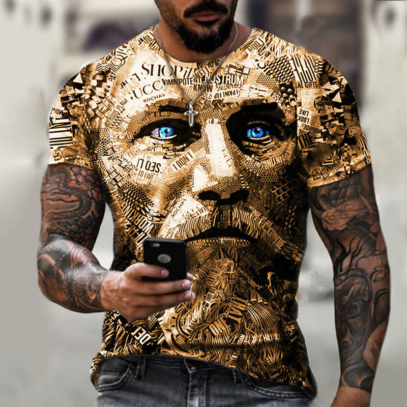 2021 stylish 3D printed streetwear loose oversized summer character men's o-neck t-shirts for men