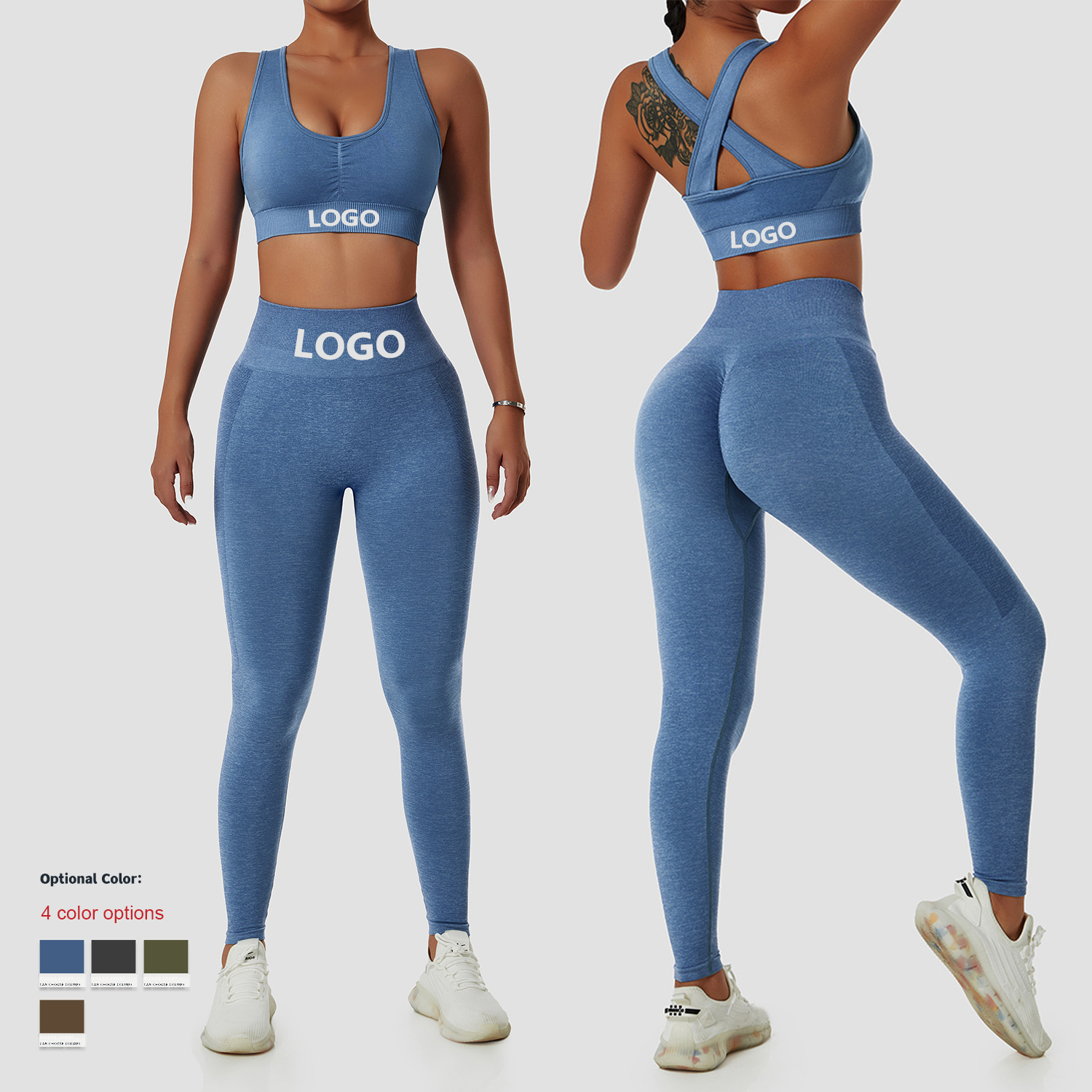 Оптовая продажа, спортивные комплекты одежды Ropa Deportiva из 2 предметов, женская одежда для йоги с высокой талией, для спортзала, фитнеса, тренировок, леггинсы, комплект для йоги