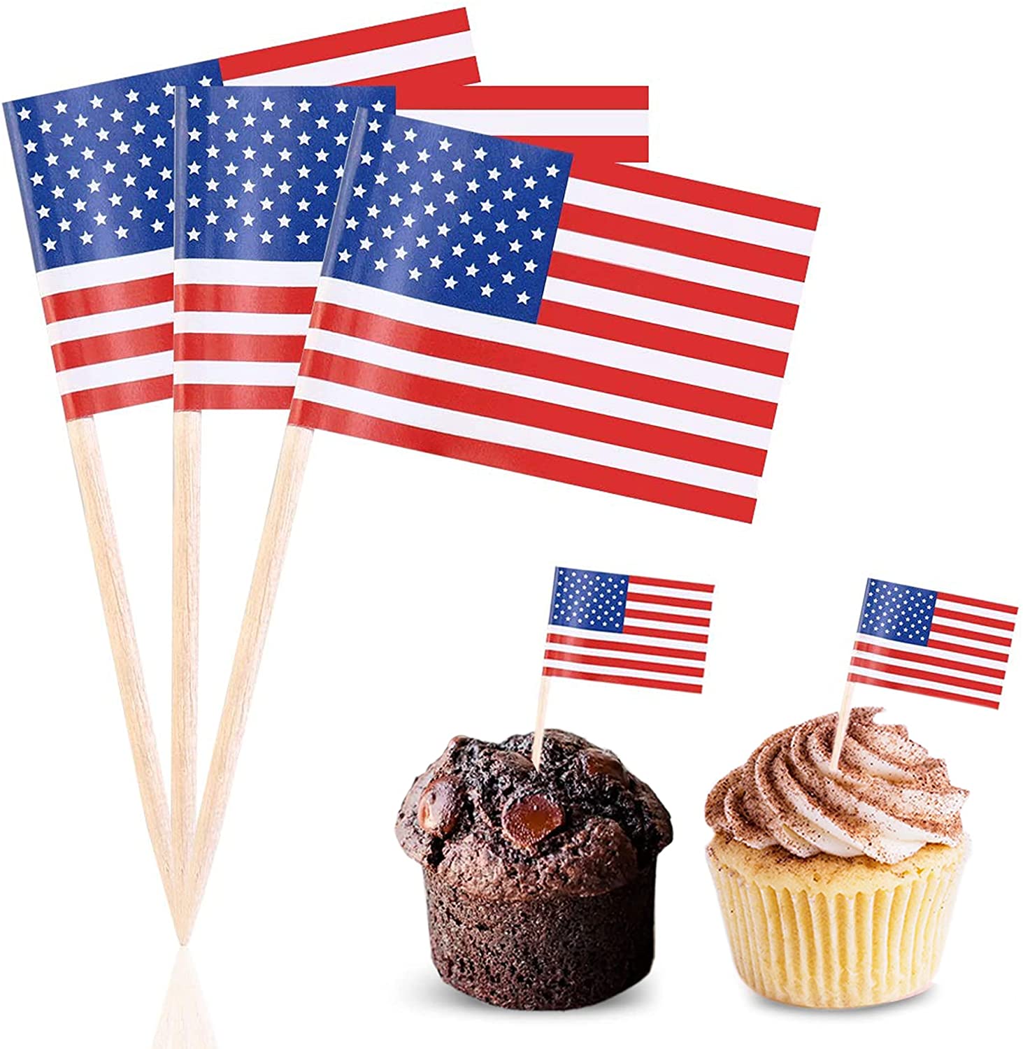 hot selling 2.5*3.5cm paper flag wood toothpicks for decoration hamburgers cupcakes flag