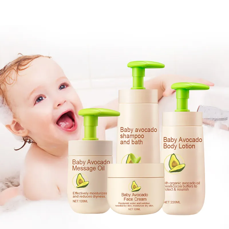 Baby Care 100% Natural Avocado Extract Baby Products Oil/ Body Wash/ Shampoo/ Cream Baby Skin Care Set