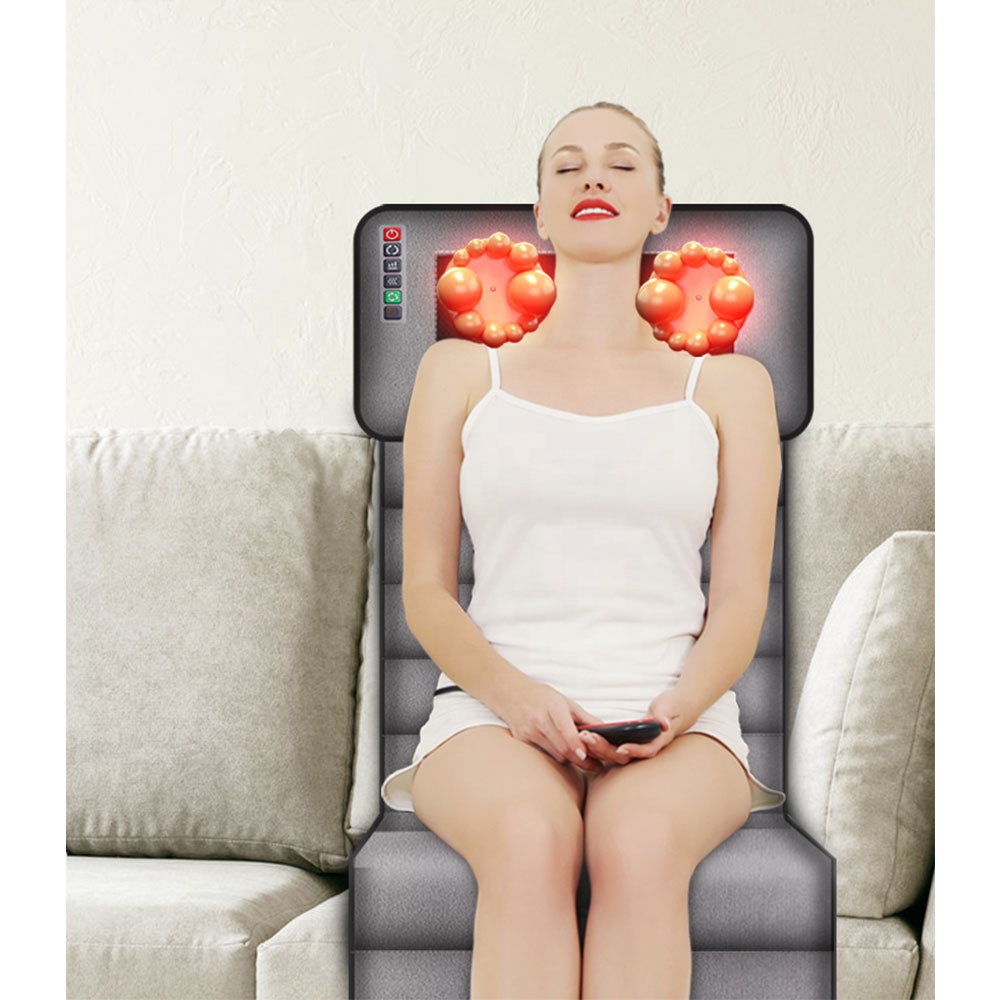 2021 Hot Sell Remote Control Back Stretching Electric Massage Mattress Cushion with Kneading Massage Pillow Airbags