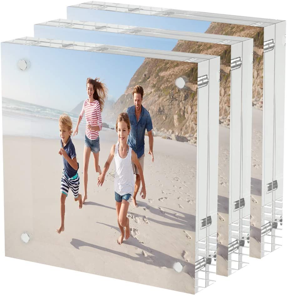 Double-Sided Scratch Resistant 20mm Thickness Frameless Picture Frames Acrylic Clear Magnetic Photo Frames