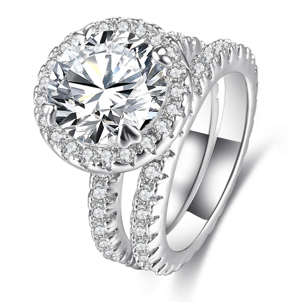 High quality engagement wedding ring moissanite ring 18k white gold