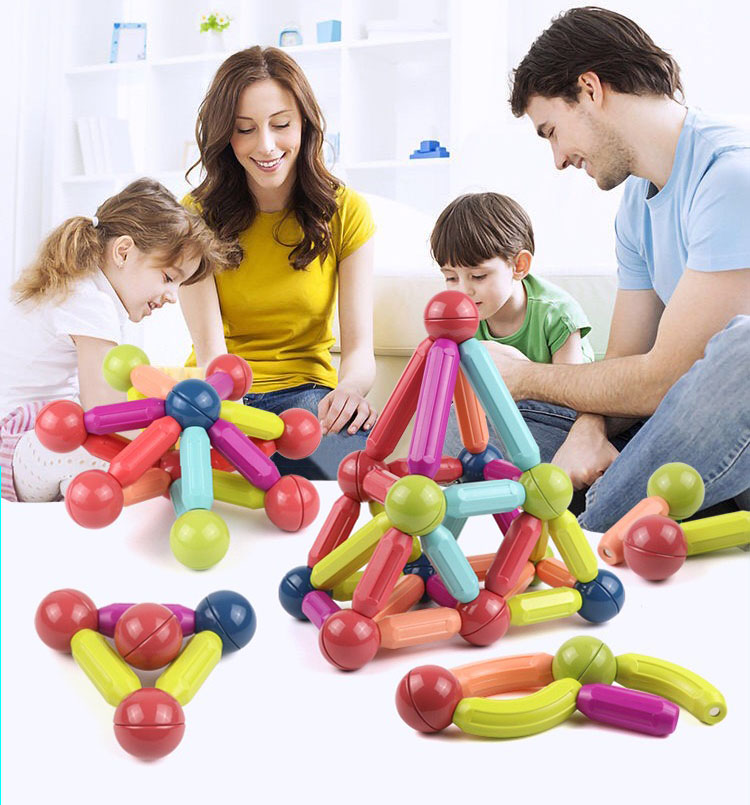 Free Sample New DIY 3D Kids Creative Educational Toy Assembly Building Stick Toys Magnet Rods magnetic building blocks