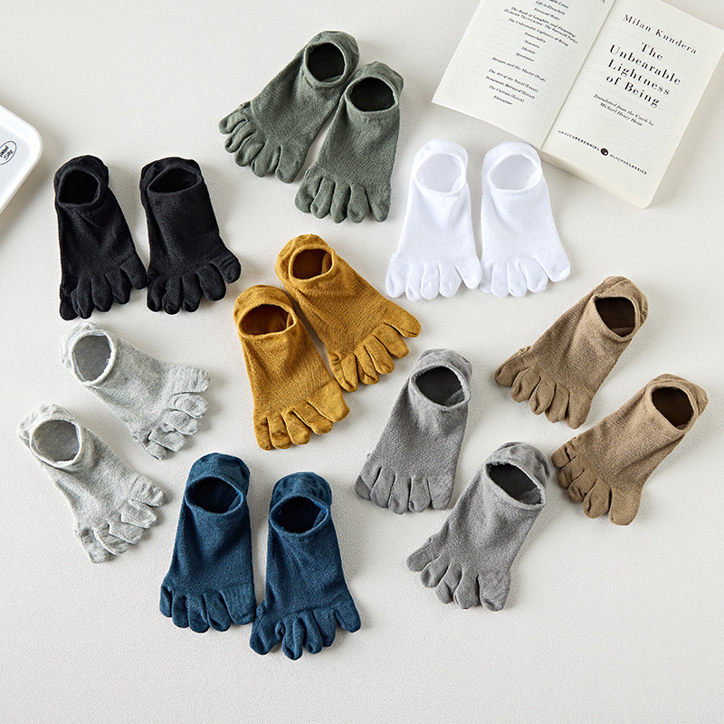 Men's Five-finger Socks Personalized Simple Solid Color Ins Fashionable Breathable Summer Thin Men Toe Socks