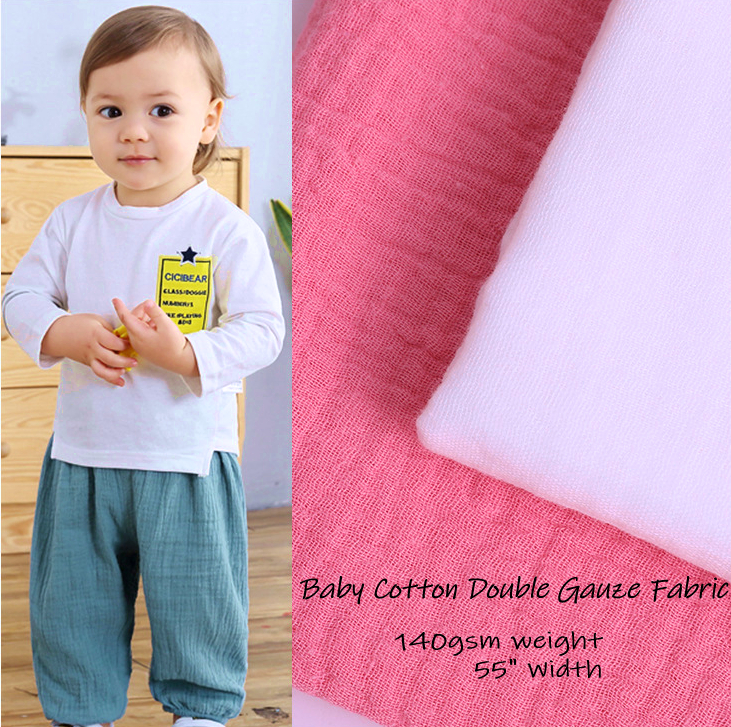 Soild Double Gauze Cotton Fabric For Children Cloth 40S