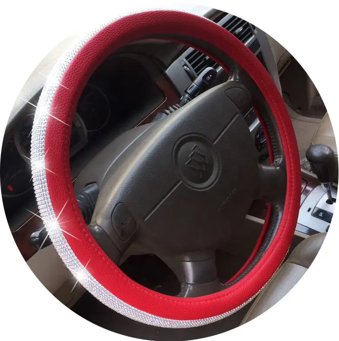 Hot sale newest summer Cool Crystal Steering Wheel Cover with PU Leather