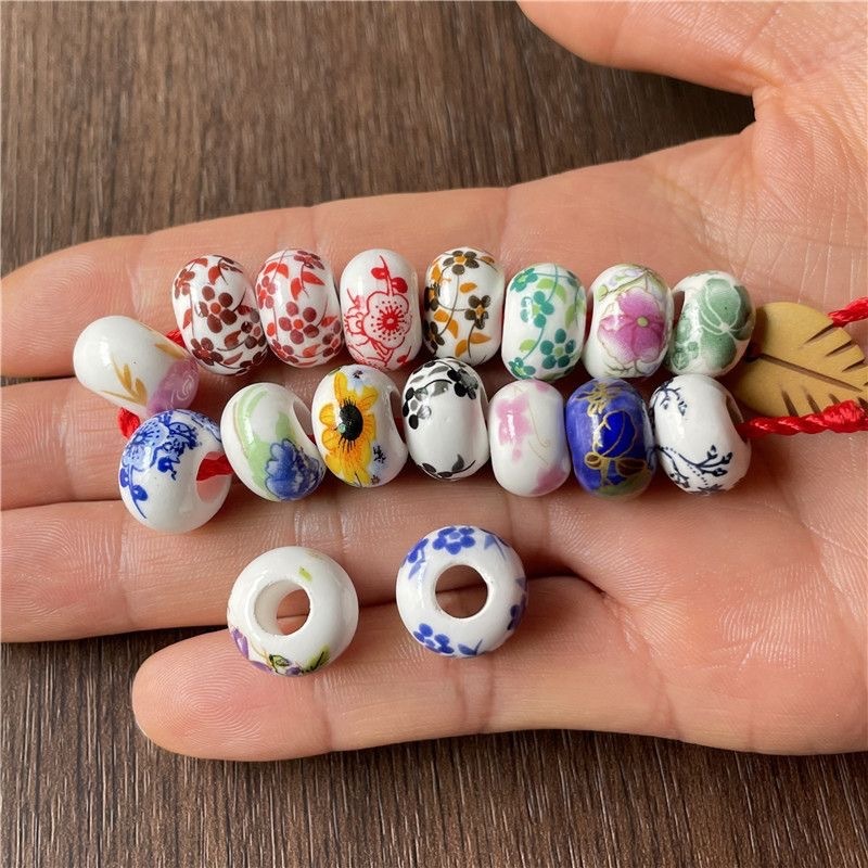 Mix Color Geometric Ceramic Clay Beaded Handmade Graffiti Round Square Oval Loose Beads for Making Jewelry