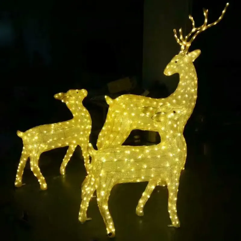 Factory Outdoor led 3d sculpture baby fawn/deer motif christmas light Plush Animals Reindeer Motif Light