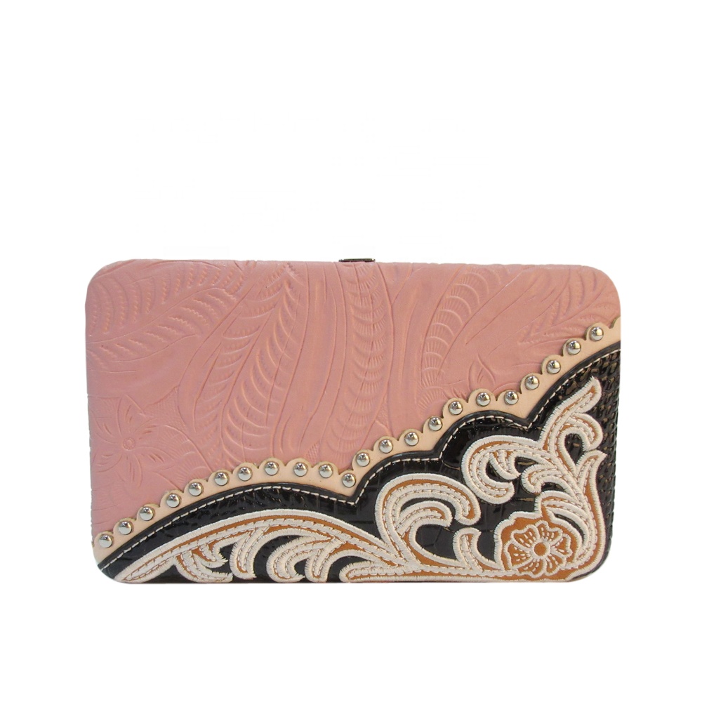 Cowgirl Trendy Western Wallet Handcraft Tooled Scallop Clutch Purse Bag