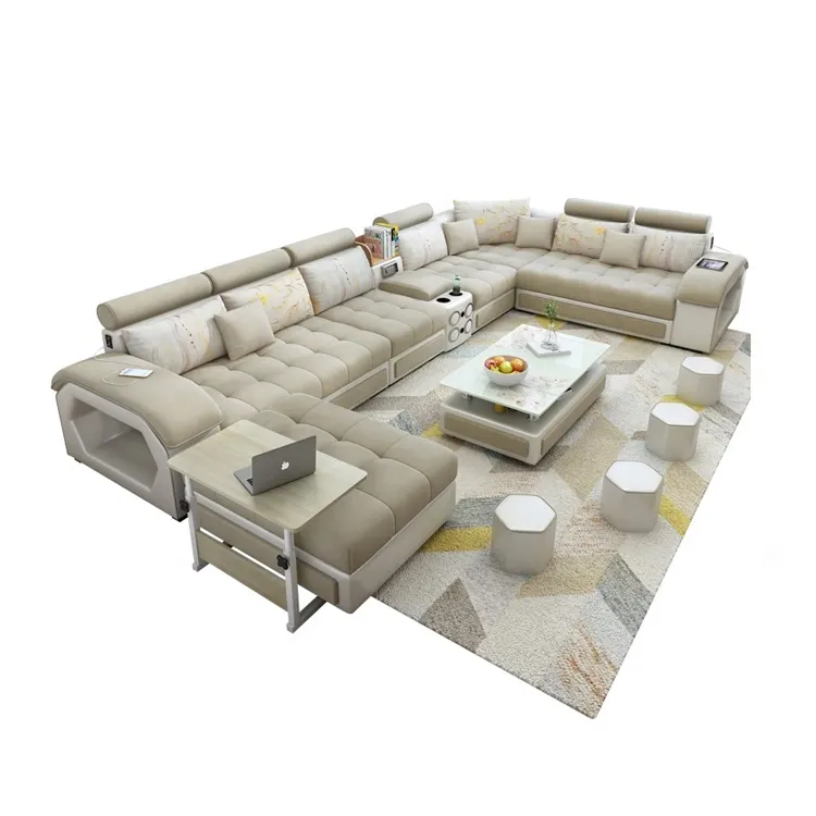 YASITE Hot Selling U shaped Sectional Living Room Sofa 7 Seater