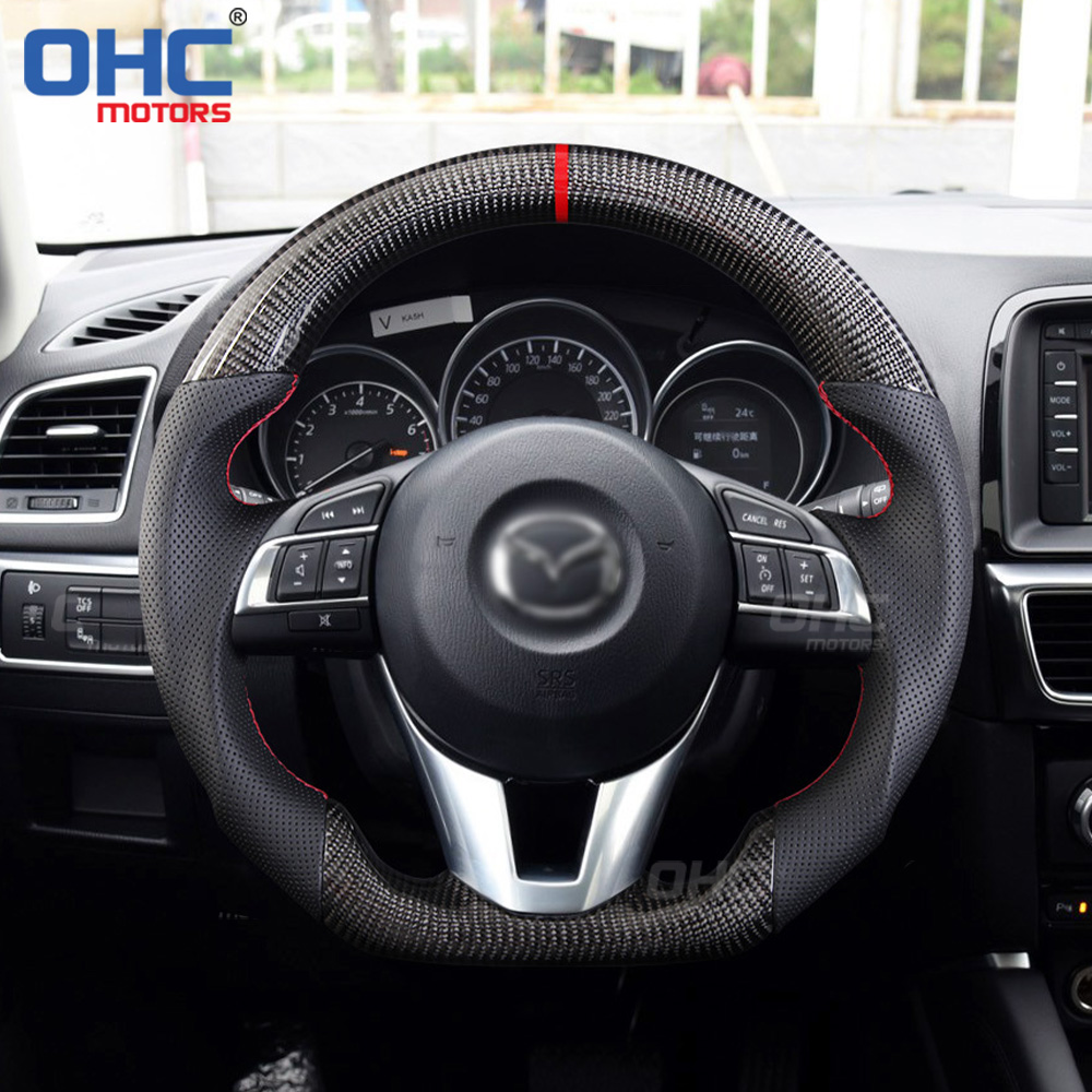 Real Carbon Fiber Steering Wheel fit for 2017-2020 Mazda 3 Axela CX3 CX5 CX8 Car Steering Wheel OHC motors