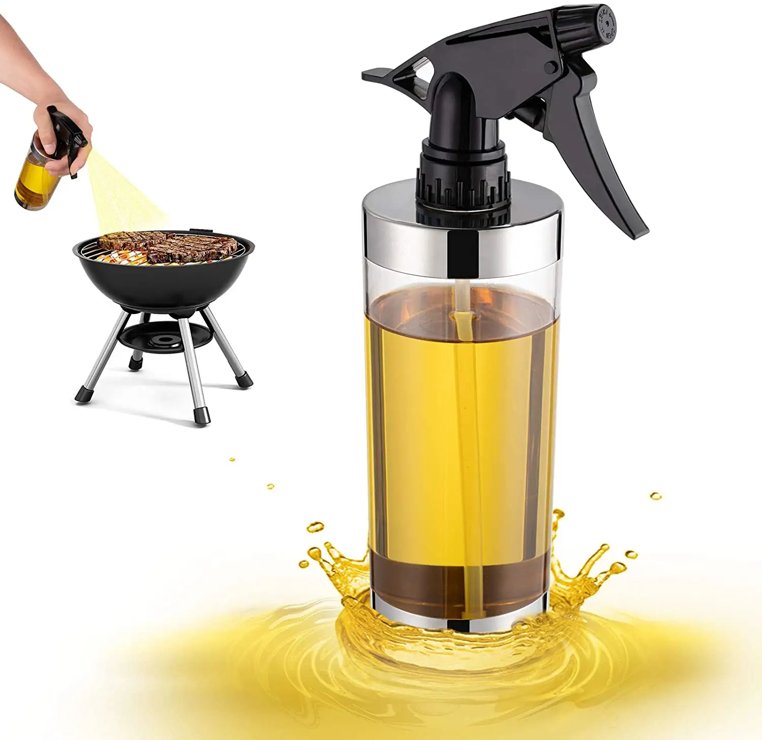 Olive Oil Sprayer for Cooking Oil Dispenser Bottle Spray Mister Stainless Steel Adjustable Mist Nozzle Oil Vinegar Spritzer