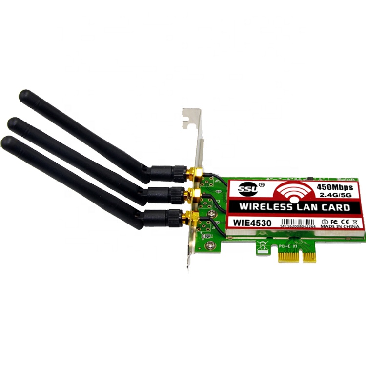 Беспроводной Wi-Fi 450 Мбит/с сетевой локальной сети PCI-Express адаптер карта 802.11b/g/n 3 Антенна