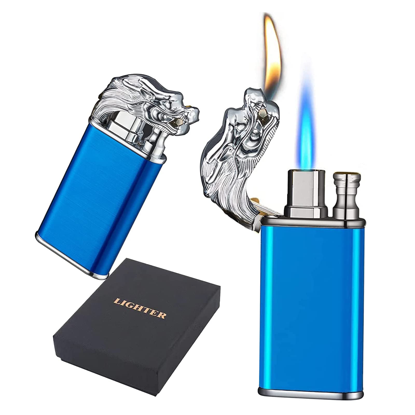 Литр для курения encendedores брикет mecheros Двойное пламя Дракон зажигалка