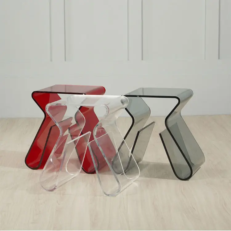 Acrylic bookshelf magazine rack multi-functional stool transparent European-style small coffee table table side table