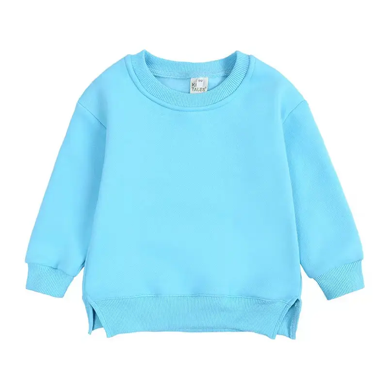 Boys' and girls' sweater coat round neck children's Pullover solid color Plush Korean baby top autumn winter