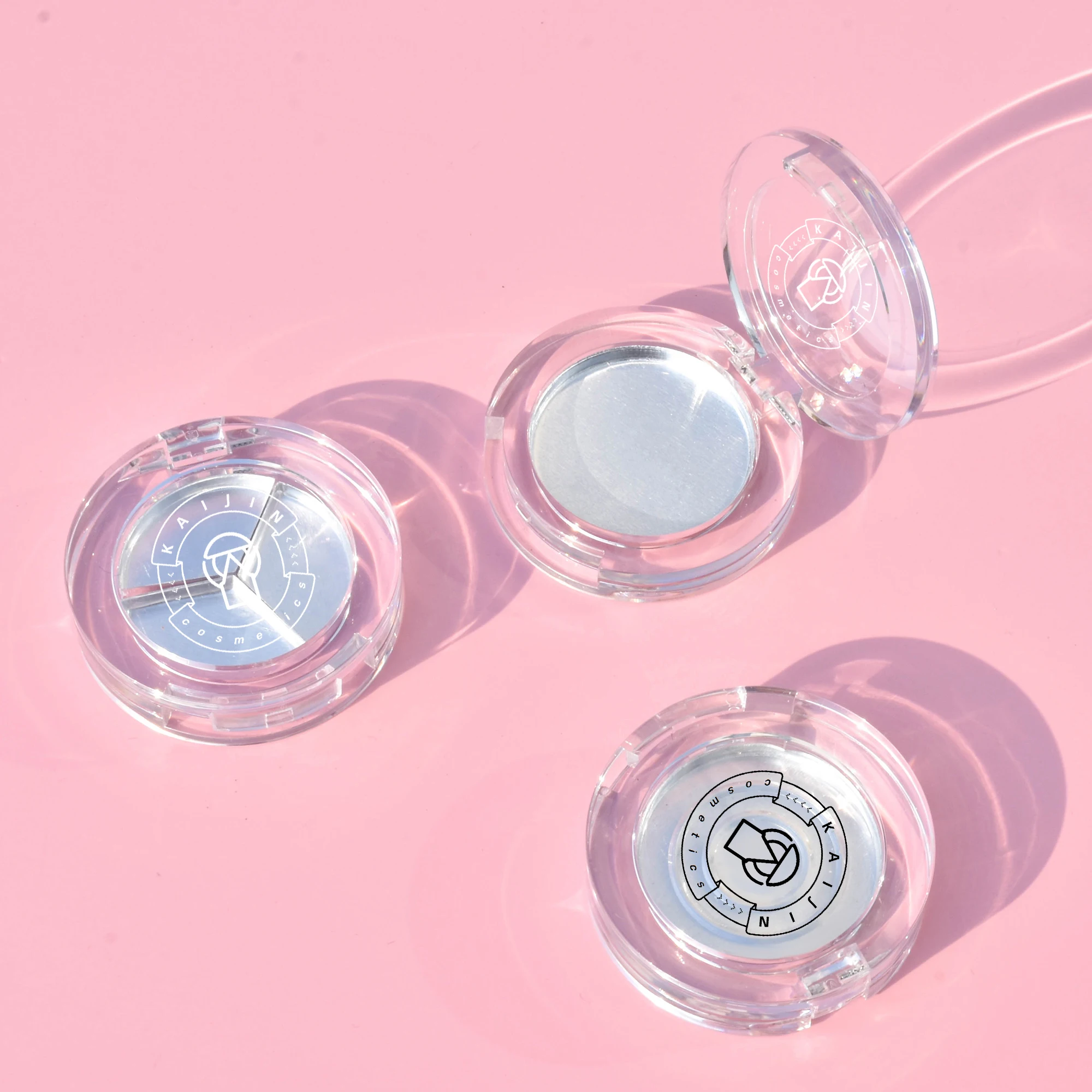 Round Mini High Transparent Highlighter Powder Eyeshadow Box Round Blush Packaging Empty Compact Powder Case with tin pans